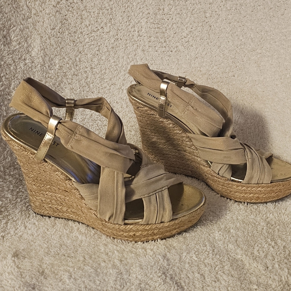 Nine West Gold Wedge Sandals